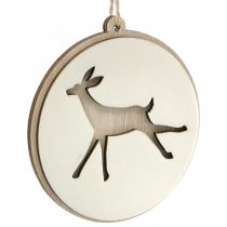 Itens Pingente com cervo, medalhão de decoração, decoração de madeira, Advento Ø9,5cm 6pcs