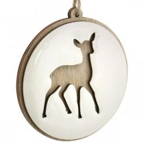 Itens Pingente com cervo, medalhão de decoração, decoração de madeira, Advento Ø9,5cm 6pcs