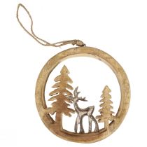 Itens Decoração suspensa janela decoração de natal decoração de madeira de rena 19,5 cm