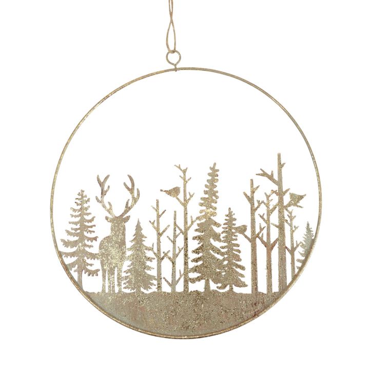 Anel decorativo de metal floresta veado decoração vintage ouro Ø22,5cm