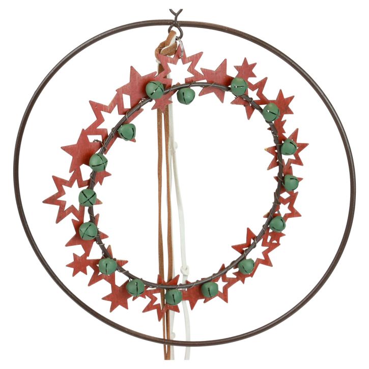 Itens Decoração suspensa decoração de natal anel metal madeira vintage Ø19cm