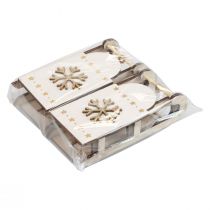 Itens Trenó de Natal em madeira branco/dourado 15,5x6,5x4cm 4 unidades