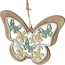 Borboleta para pendurar, flor pingente de madeira, decoração de primavera com glitter H11/14.5cm 4pcs