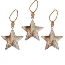 Decoração suspensa estrela natal metal prata 11 cm 3 unidades