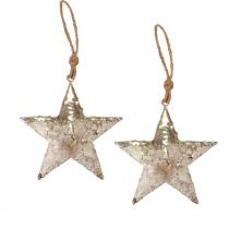 Decoração suspensa estrela metal decoração de Natal prata 15,5 cm 3 unidades
