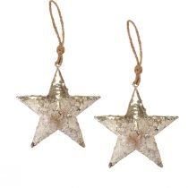 Itens Decoração suspensa estrela metal decoração de Natal prata 15,5 cm 3 unidades