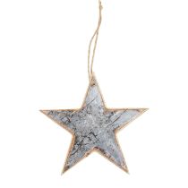 Cabide decorativo de madeira com estrelas decoração rústica madeira branca Ø15cm