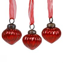 Decorações de Natal cabides decorativos de vidro vidro vermelho 3,5 × 4 cm 12 unidades