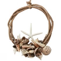 Itens Anel decorativo de madeira concha de caracóis marinhos decoração natural Ø25cm
