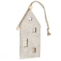 Itens Casinhas de feltro para decoração de Natal, bege, 15 cm, conjunto com 6 unidades.