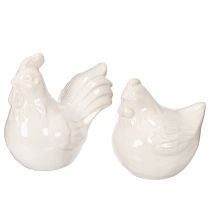 Itens Estatueta de galinha, com acabamento brilhante, para decoração moderna de casa, 17 cm, 2 peças