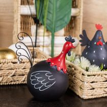 Itens Galo Decoração de Páscoa decoração de metal frango preto vermelho Alt.13,5cm