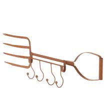Itens Suporte de metal enferrujado com ganchos, garfo de feno decorativo, decoração de jardim, 4 ganchos, 62 cm