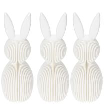 Itens Conjunto de 3 peças com 13 cm de comprimento, composto por uma estatueta decorativa de coelho com um visual plissado, ideal para decoração de interiores moderna, sala de estar ou escritório.