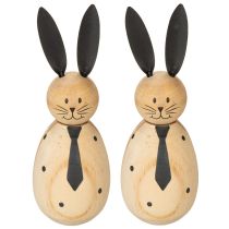Itens Coelho decorativo de madeira, 15 cm, 2 peças, para uma decoração serena e atemporal.