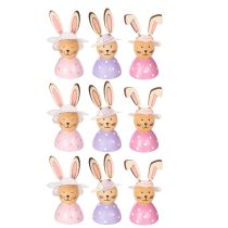 Itens Decoração de mesa com coelhinhos da Páscoa para a primavera, coelhinhos decorativos com chapéus, 7 cm, 9 peças