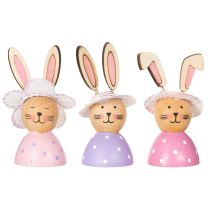Itens Decoração de mesa com coelhinhos da Páscoa para a primavera, coelhinhos decorativos com chapéus, 7 cm, 9 peças