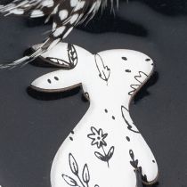 Itens Ovos de Páscoa de madeira para pendurar, brancos e pretos, 10 cm, conjunto de 6 peças.