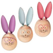 Itens Conjunto de 3 figuras decorativas de coelhos com rostinhos para dar um toque divertido a mesas e prateleiras. 14 cm de altura.