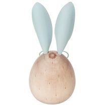 Itens Conjunto de 3 figuras decorativas de coelhos de madeira com rostinhos para dar um toque divertido a mesas e prateleiras, 14 cm de altura.