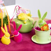 Itens Figura decorativa de coelho da Páscoa com colar de pérolas, perfeita para sala de estar ou quarto, 13 cm, 4 peças