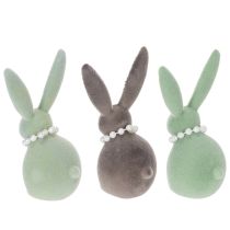 Itens Decoração de coelho da Páscoa com colar de pérolas, coelho para sala de estar e mesa de Páscoa, 13 cm, 3 peças