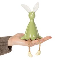 Itens Conjunto de 2 peças com coelho decorativo de cerâmica para prateleira, ideal para um ambiente alegre. 22 cm de altura.