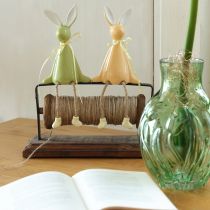 Itens Conjunto de 2 peças com coelho decorativo de cerâmica para prateleira, ideal para um ambiente alegre. 22 cm de altura.