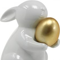 Itens Coelho com ovo dourado cerâmica, decoração de Páscoa branco elegante, dourado Alt.15cm
