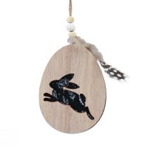 Itens Coelhinho em ovo Ovos de Páscoa de madeira para pendurar branco preto 10cm 6 unid.