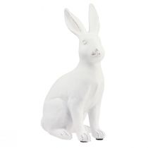 Coelho sentado coelho decorativo decoração de pedra artificial branco Alt.27cm