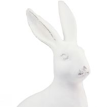 Coelho sentado coelho decorativo decoração de pedra artificial branco Alt.27cm