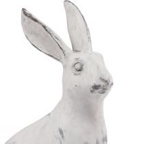 Coelho sentado coelho decoração pedra artificial branco cinza Alt.27,5cm