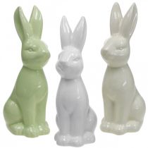 Itens Coelhinho da Páscoa de porcelana sentado branco, creme, verde H18cm 3pcs