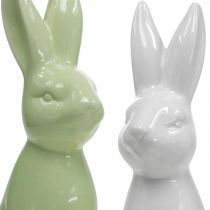 Coelho Cerâmico Branco, Creme, Verde Coelhinho da Páscoa Figura Deco H13cm 3pcs