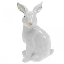 Itens Coelhinho da Páscoa branco-dourado, decoração de primavera, figura de cerâmica branca, dourada H13cm 2pcs