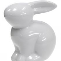 Coelhinho da Páscoa de cerâmica branca decorativa lebre sentado H8.5cm 4pcs