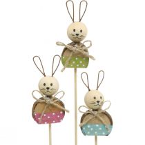 Coelhinho flor vara decoração ferrugem de madeira coelhinho da páscoa em vara 8cm 9pcs
