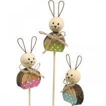 Coelhinho flor vara decoração ferrugem de madeira coelhinho da páscoa em vara 8cm 9pcs