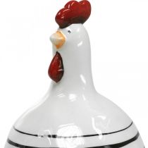 Figura decorativa de cerâmica listrada de frango preto e branco Páscoa H17cm 2pcs