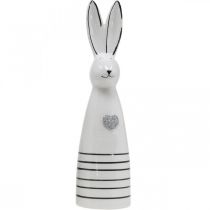 Itens Coelhinho Cerâmico Branco Preto Listras Coração Altura 30cm