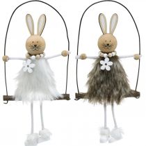 Coelhinho no balanço Coelhinho da Páscoa decoração de janela Páscoa H26cm conjunto de 2