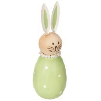 Itens Figuras decorativas de coelhos em madeira em tons pastel, coelhinhos da Páscoa com colar de pérolas, 14,5 x 5 cm, conjunto de 3 peças.