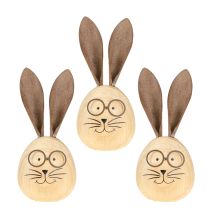 Itens Coelho decorativo em formato de ovo, com personalidade, para decoração de primavera e outras estações do ano, 14 cm, conjunto de 3 peças.