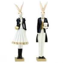 Itens Decoração de coelho par de coelhos preto ouro branco decoração de mesa H32cm 2 unidades