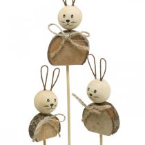 Coelhinho flor vara madeira ferrugem decoração coelhinho da páscoa natureza 8 cm 8 peças