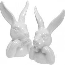 Deco coelho cerâmica branca, busto de coelho decoração de páscoa H17cm 3pcs