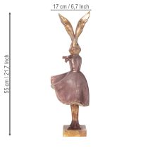 Itens Estatueta decorativa de coelho com vestido, ideal para decoração elegante de primavera e Páscoa, 55 cm