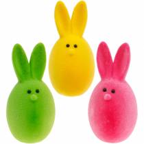 Itens Mistura de ovo de Páscoa com orelhas, ovos de coelho reunidos, decoração colorida de Páscoa 6 unidades