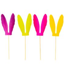 Itens Orelhas de coelho aveludadas para decoração de Páscoa em palito, ideais para arranjos florais, 31 cm, conjunto com 4 peças.